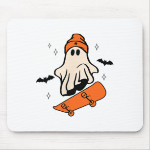 Halloween Skateboard Boo Retro Halloween Boys Mens Mouse Pad