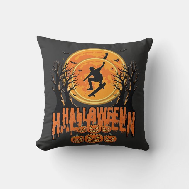 Halloween Skateboard Moon Design Halloween Cushion (Front)