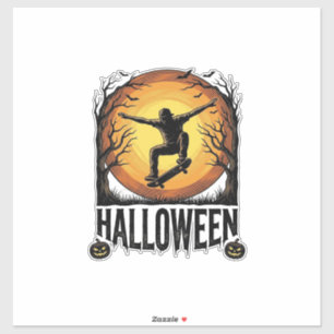 Halloween Skateboard Moon Vintage Vector Design_1