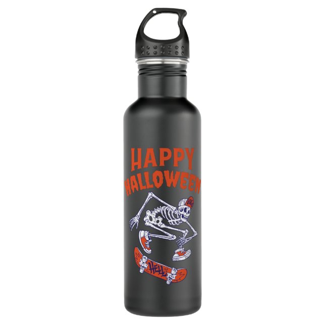 Halloween Skateboard Skeleton 710 Ml Water Bottle (Front)