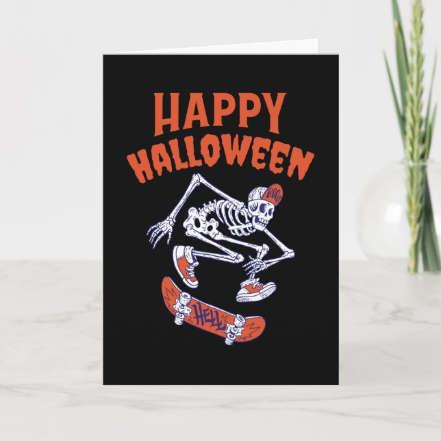 Halloween Skateboard Skeleton Card (Front)