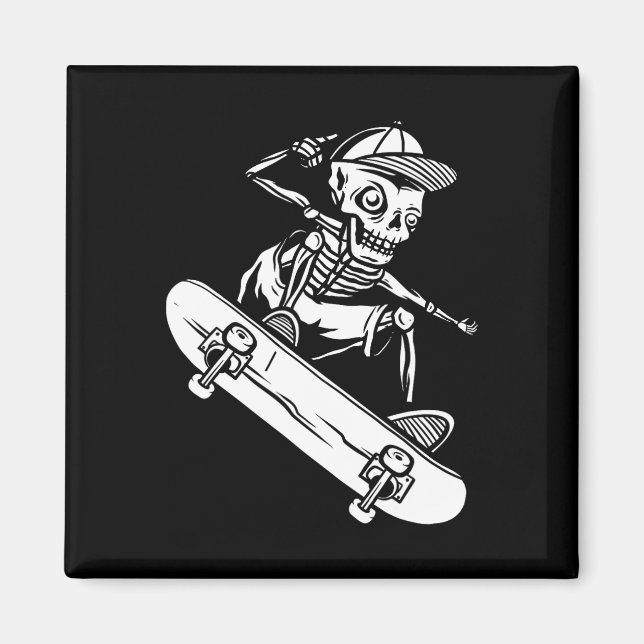 Halloween Skateboard Skeleton Halloween Skateboard Magnet (Front)