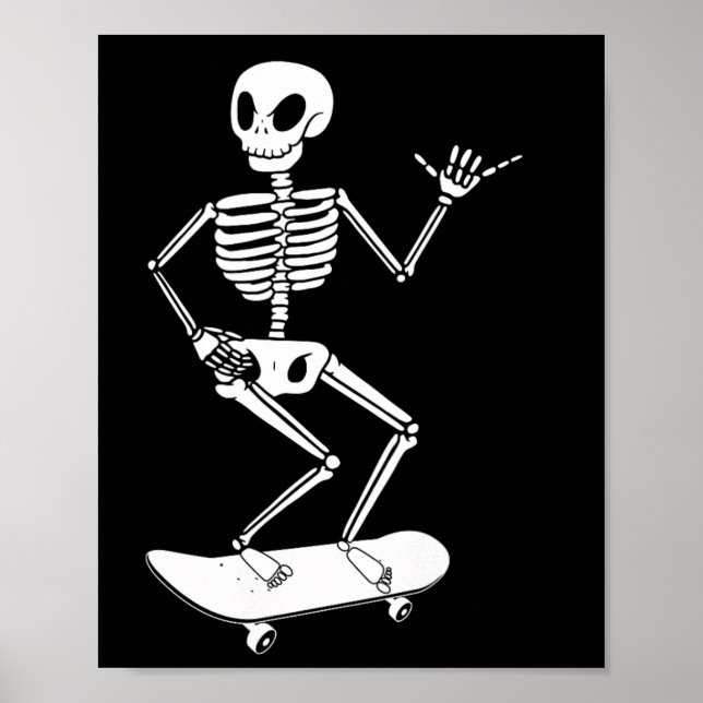 Halloween Skateboard Skeleton Halloween Skateboard Poster (Front)