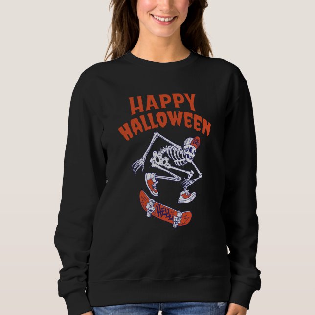 Halloween Skateboard Skeleton Sweatshirt (Front)