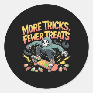 Halloween Skateboard Tricks Skeleton Candy Youth  Classic Round Sticker