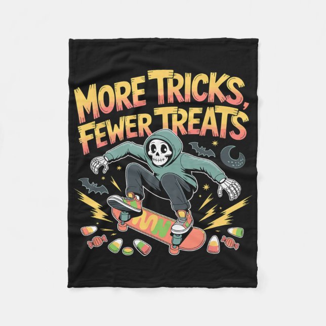 Halloween Skateboard Tricks Skeleton Candy Youth  Fleece Blanket (Front)
