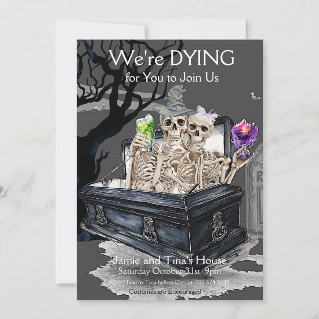  Halloween Skeletal Couple Costume Party Invitation (Front)