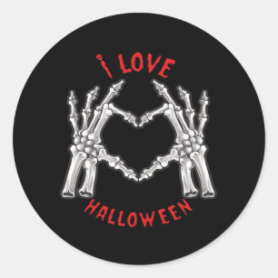 Halloween Skeletal Hands Heart Funny Saying Classic Round Sticker
