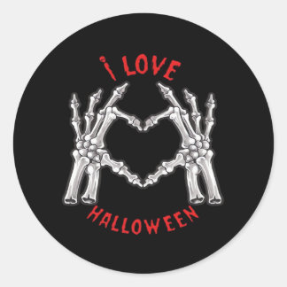 Halloween Skeletal Hands Heart Funny Saying  Classic Round Sticker