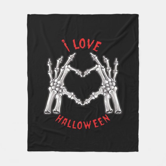 Halloween Skeletal Hands Heart Funny Saying  Fleece Blanket (Front)