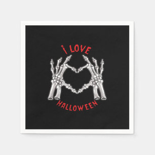 Halloween Skeletal Hands Heart Funny Saying Napkin