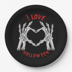Halloween Skeletal Hands Heart Funny Saying  Paper Plate