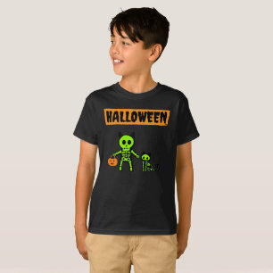 Halloween Skeleton and Cat T-Shirt