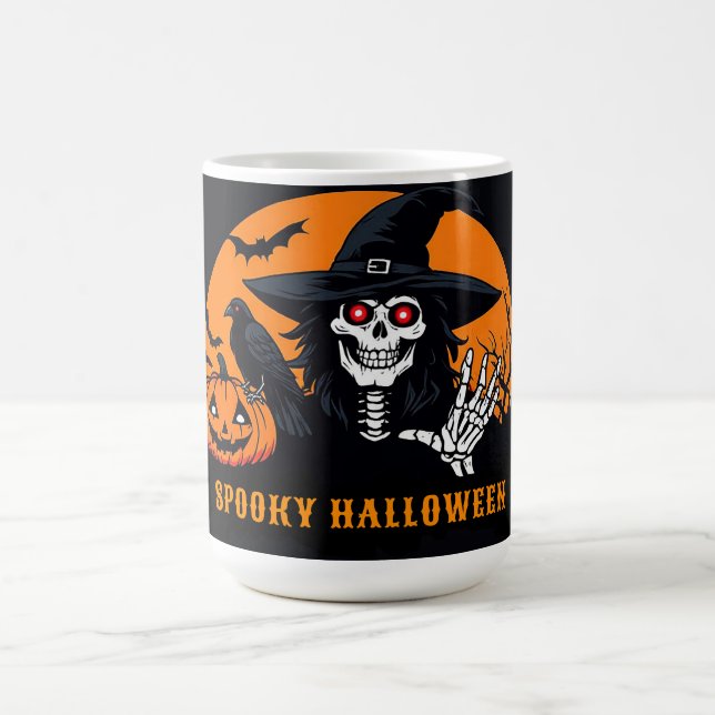 Halloween Skeleton And Jack O Lantern Scene 🎃 Coffee Mug (Center)