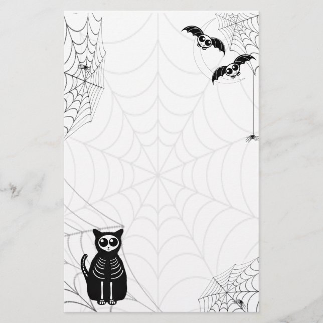 Halloween Skeleton Animals Gang Stationery (Front)