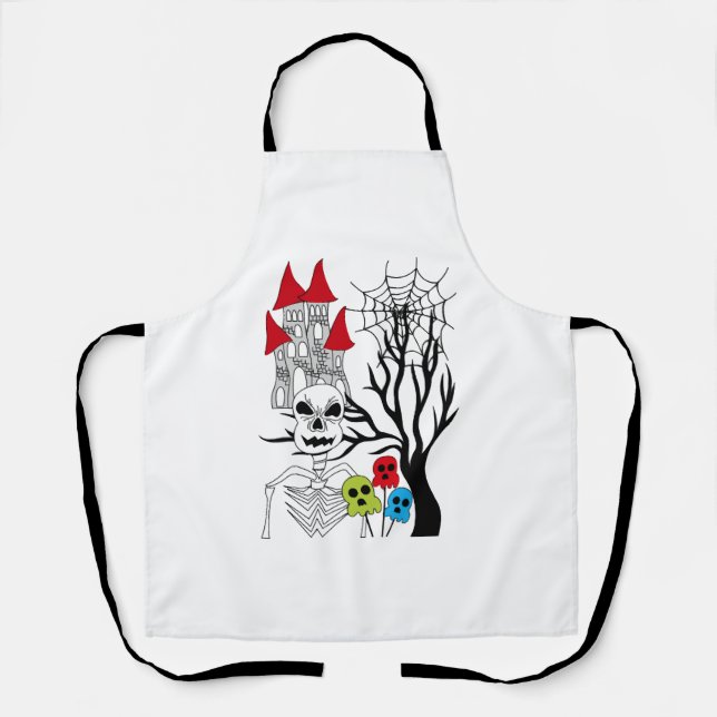 halloween skeleton   apron (Front)