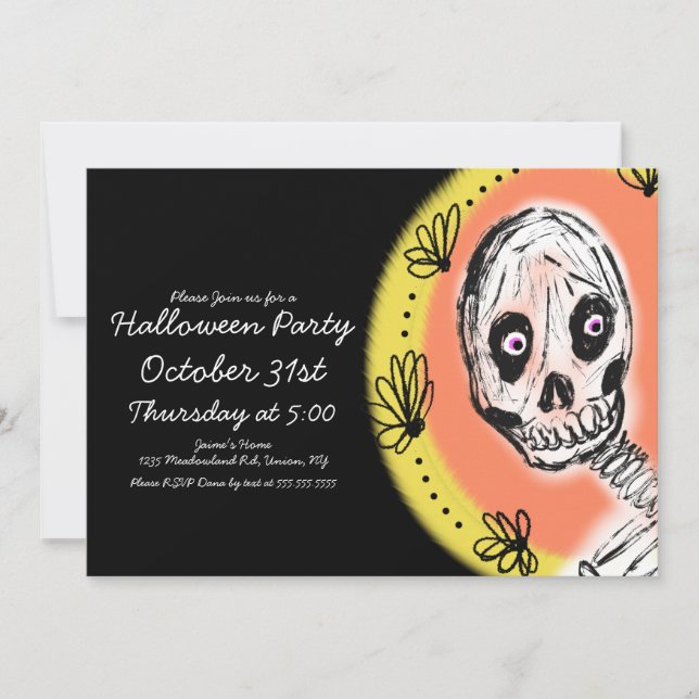 Halloween Skeleton Art Party Invitation (Front)