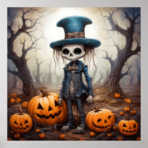 Halloween Skeleton Art Poster
