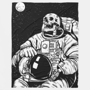 halloween skeleton astronaut fleece blanket