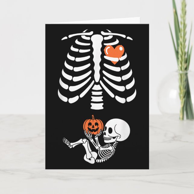 Halloween Skeleton Baby Rib Cage Maternity Pregnan Card (Front)