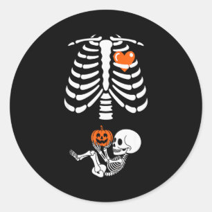 Halloween Skeleton Baby Rib Cage Maternity Pregnan Classic Round Sticker