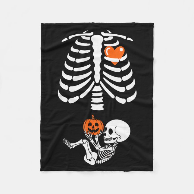 Halloween Skeleton Baby Rib Cage Maternity Pregnan Fleece Blanket (Front)