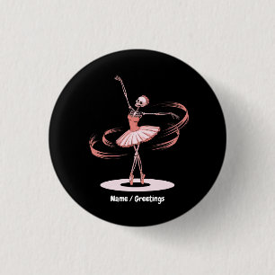 Halloween Skeleton Ballerina Ballet Dance Costume  3 Cm Round Badge