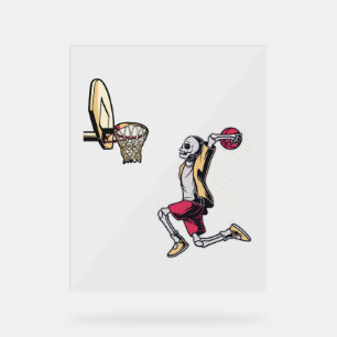 Halloween Skeleton Basketball Player Costume Skull Acrylic Sign