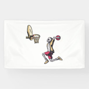 Halloween Skeleton Basketball Player Costume Skull Banner