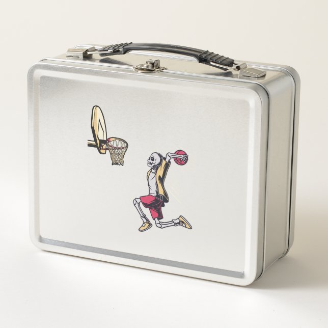 Halloween Skeleton Basketball Player Costume Skull Metal Lunch Box (Front)