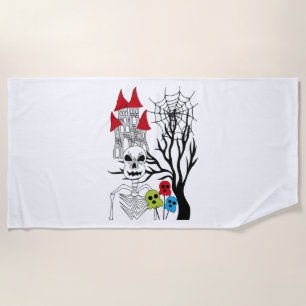 halloween skeleton   beach towel