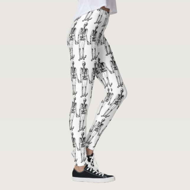 Halloween Skeleton Black White Comfortable Leggings (Right)
