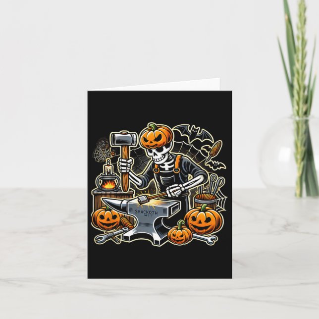 Halloween Skeleton Blacksmith  Card (Front)