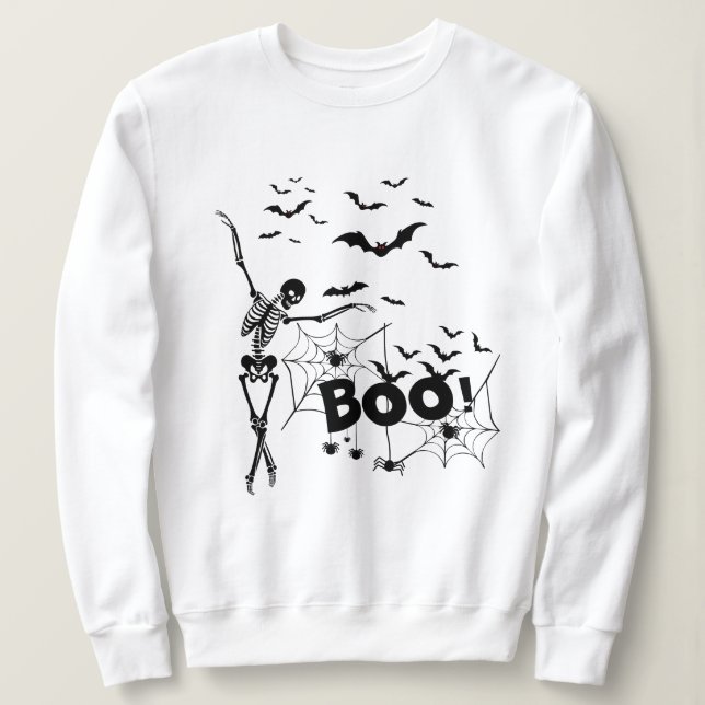 Halloween Skeleton & Boo Sweatshirt (Design Front)