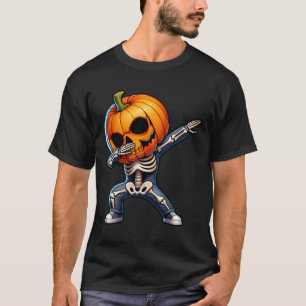 Halloween Skeleton Boys Trick Treat Funny Pumpkin T-Shirt