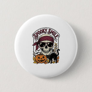 Halloween Skeleton Cat Vintage Pumpkin Graphic_1 6 Cm Round Badge
