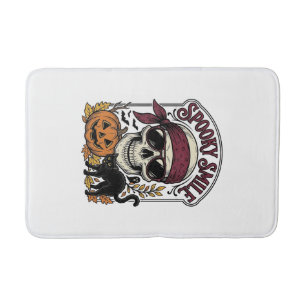 Halloween Skeleton Cat Vintage Pumpkin Graphic_1 Bath Mat