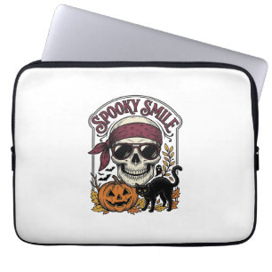 Halloween Skeleton Cat Vintage Pumpkin Graphic_1 Laptop Sleeve