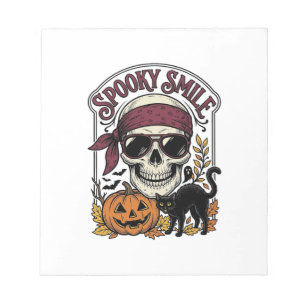Halloween Skeleton Cat Vintage Pumpkin Graphic_1 Notepad
