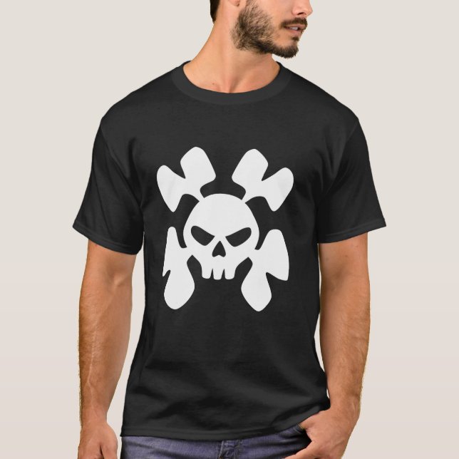 Halloween Skeleton Chunky Crossbones Goth Punk Roc T-Shirt (Front)