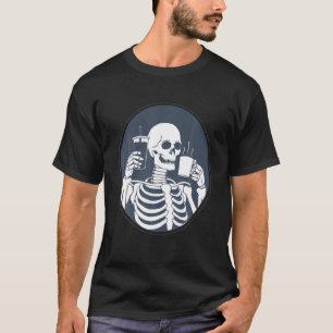Halloween Skeleton Coffee, Coffee Day, Funny Skele T-Shirt
