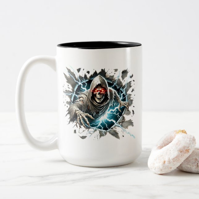 Halloween Skeleton Coffee Mug (With Donut)