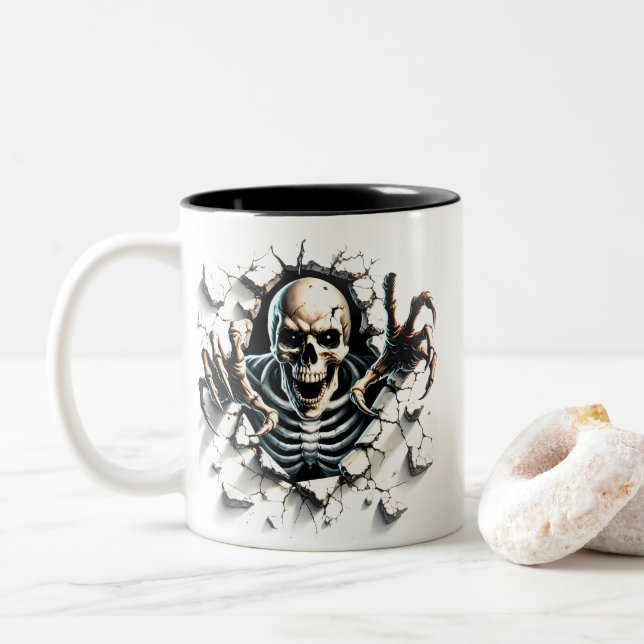 Halloween Skeleton Coffee Mug (With Donut)