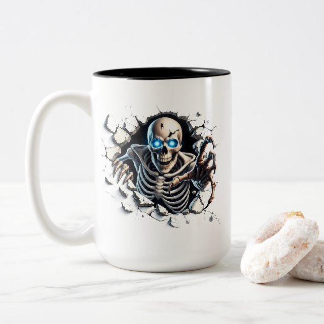 Halloween Skeleton Coffee Mug (With Donut)