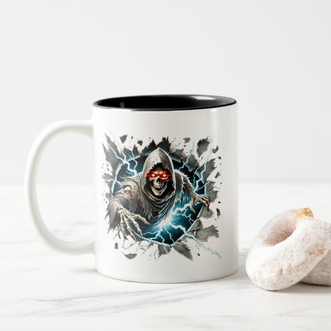 Halloween Skeleton Coffee Mug (With Donut)