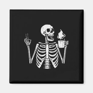 Halloween Skeleton Coffee Peace Funny Costume Men Magnet