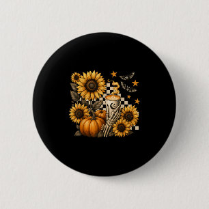 Halloween Skeleton Coffee, Soky Sunflowers Pumpkin 6 Cm Round Badge