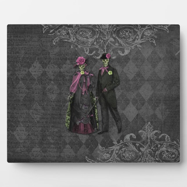 Halloween Skeleton Couple Plaque (Front)
