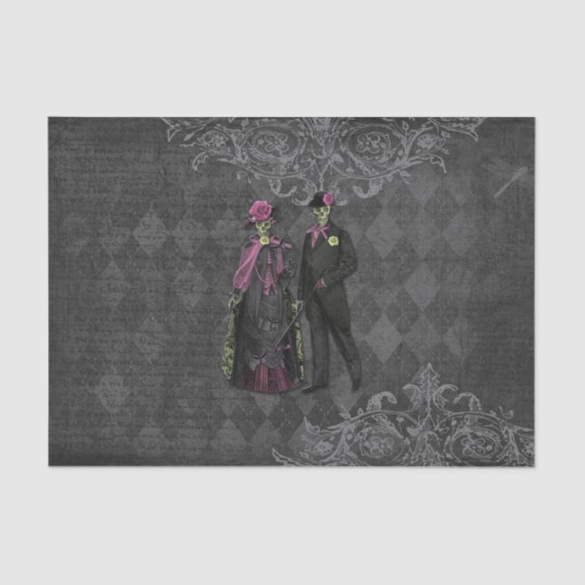 Halloween Skeleton Couple Tissue Paper (Front)
