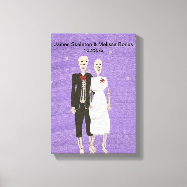 Halloween Skeleton Couple Wedding Wrapped Canvas (Front)